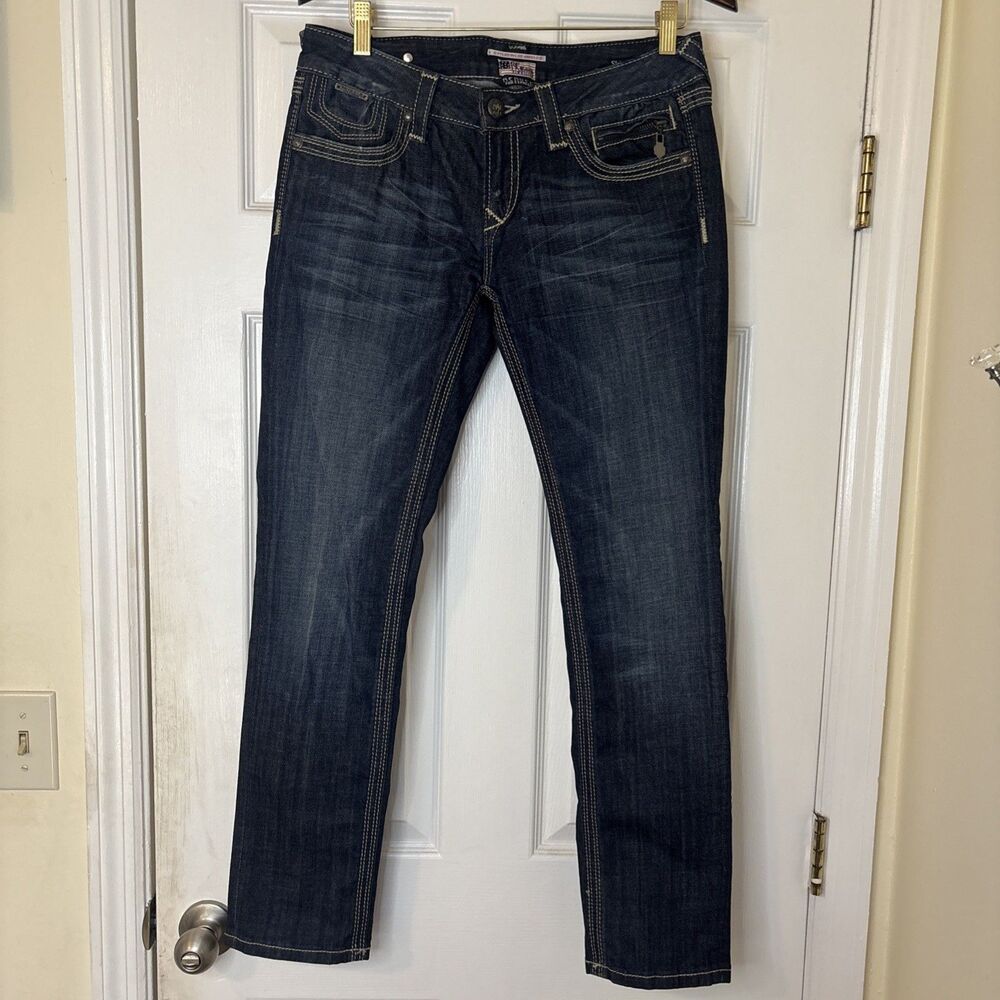Rerock For Express Womens Blue Denim Medium Wash Skinny Jeans Size 8R
